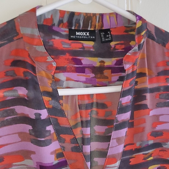 Mexx Fall Print Sheer Top Size 4 - Picture 2 of 3